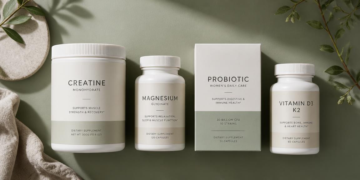 Creatine, magnesium, probiotic and vitamin D3 K2 menopause starter pack