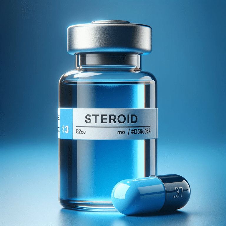 DALL·E 2024-01-17 11.09.13 - A 1 1 placeholder image featuring a steroid vial and a pill or capsule. The main color theme is #3d6098, a deep blue shade